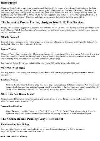 The Impact of Proper Pruning: Insights from LJR Tree Services