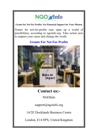 Grants for Not For Profits Get Financial Support for Your Mission