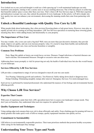 Unlock a Beautiful Landscape with Quality Tree Care by LJR