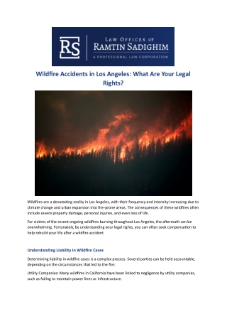 Wildfire Accidents in Los Angeles What Are Your Legal Rights