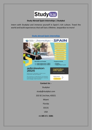 Study Abroad Spain Internships | Studykai
