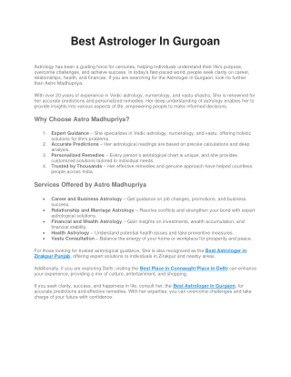 Best Astrologer In Gurgoan