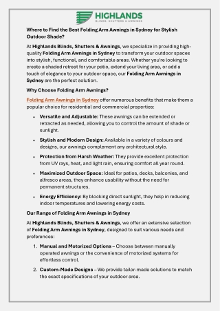 Where to Find the Best Folding Arm Awnings in Sydney for Stylish Outdoor Shade