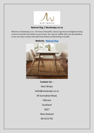 Natural Rug  Nestwraps.co.nz