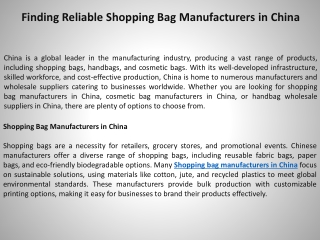 Finding Reliable Shopping Bag Manufacturers in China