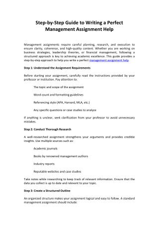 Step-by-Step Guide to Writing a Perfect Management Assignment Help