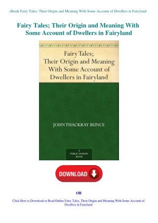 eBook Fairy Tales; Their Origin and Meaning With Some Account of Dwellers in Fairyland