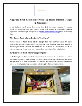 Upgrade Your Retail Space with Top Retail Interior Design in Singapore