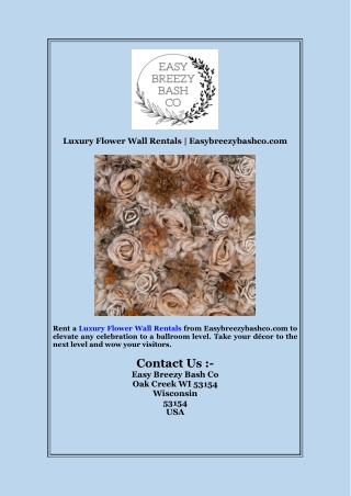 Luxury Flower Wall Rentals  Easybreezybashco com