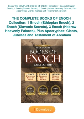 Books THE COMPLETE BOOKS OF ENOCH Collection 1 Enoch (Ethiopian Enoch)  2 Enoch (Slavonic Secrets)