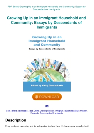 PDF Books Growing Up in an Immigrant Household and Community Essays by Descendants of Immigrants