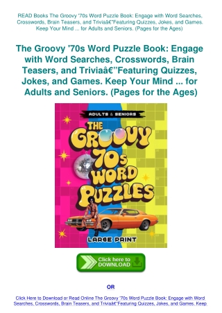 READ Books The Groovy '70s Word Puzzle Book Engage with Word Searches  Crosswords  Brain Teasers  an