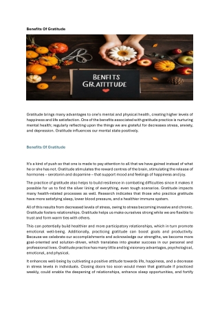 Benefits Of Gratitude