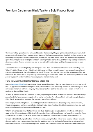 Premium Cardamom Black Tea for a Bold Flavour Boost