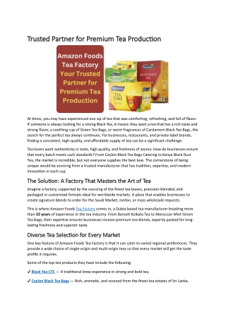 Trusted Partner for Premium Tea Production