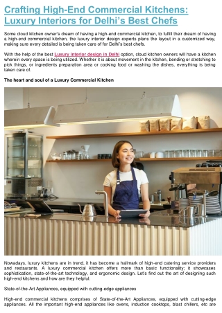 Crafting High-End Commercial Kitchens: Luxury Interiors for Delhi’s Best Chefs