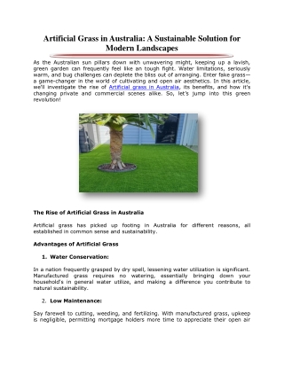 Artificial Grass in Australia: A Sustainable Solution for Modern Landscapes