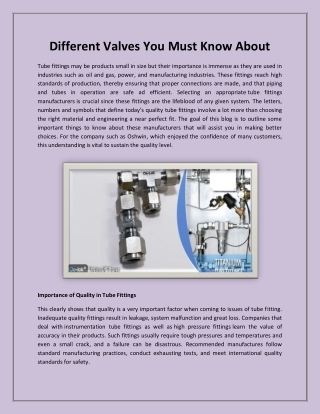 Different Valves You Must Know About
