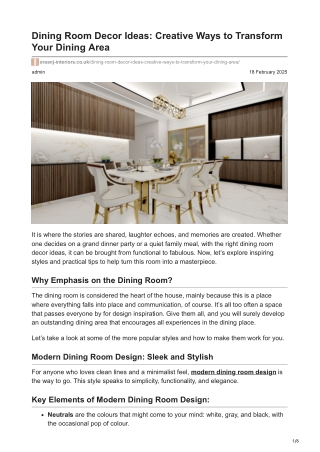 Dining Room Decor Ideas: Creative Ways to Transform Your Dining Area