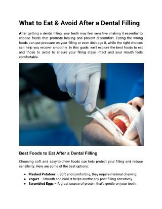 What to Eat & Avoid After a Dental Filling