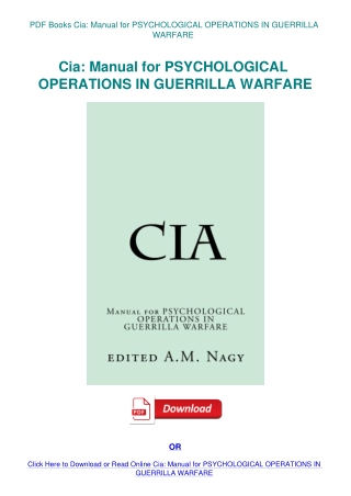 PDF Books Cia Manual for PSYCHOLOGICAL OPERATIONS IN GUERRILLA WARFARE
