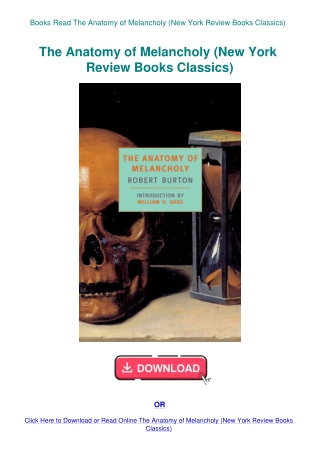 Books Read The Anatomy of Melancholy (New York Review Books Classics)