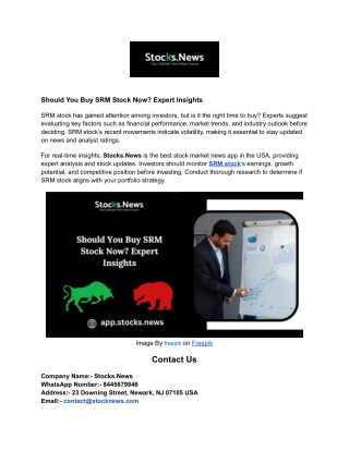 Should You Buy SRM Stock Now_ Expert Insights