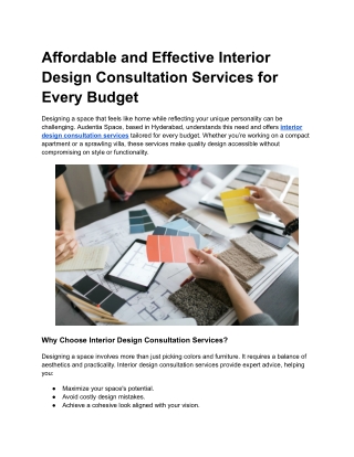 Affordable and Effective Interior Design Consultation Services for Every Budget