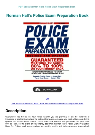 PDF Books Norman Hall's Police Exam Preparation Book