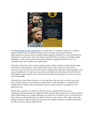 Best Salon for Men Near Me