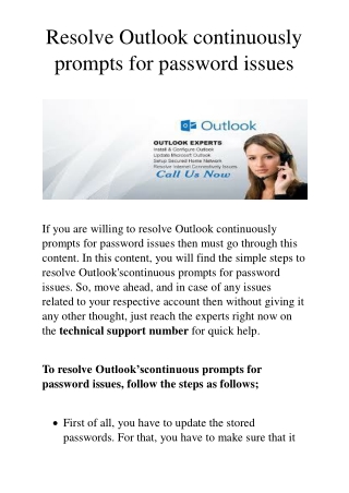 Resolve Outlook continuously prompts for password issues
