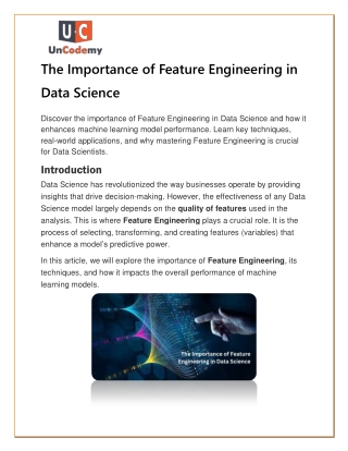 The Importance of Feature Engineering in Data Science