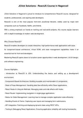 Reactjs course in nagercoil