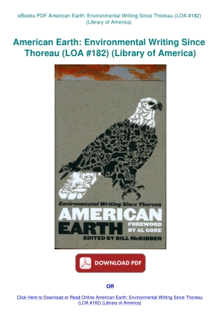 eBooks PDF American Earth Environmental Writing Since Thoreau (LOA #182) (Library of America)