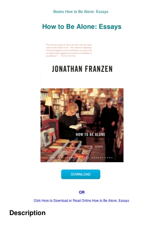 Books  How to Be Alone Essays