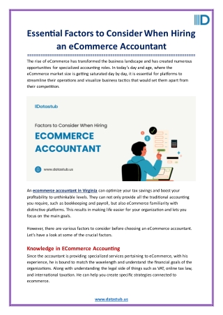 Essential Factors to Consider When Hiring an eCommerce Accountant
