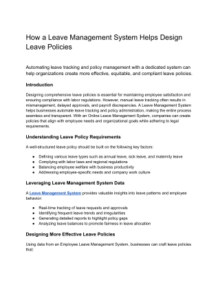 How a Leave Management System Helps Design Leave Policies