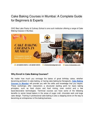 Cake Baking Courses in Mumbai_ A Complete Guide for Beginners & Experts