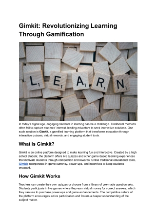 Gimkit_ Revolutionizing Learning Through Gamification