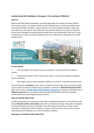 Invisible Safety Grill Installation in Gurugram