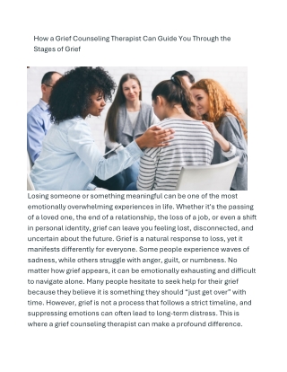 How a Grief Counseling Therapist Can Guide You Through the Stages of Grief