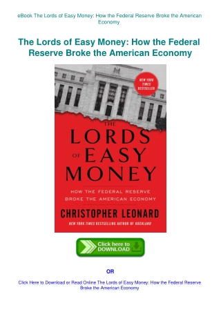 eBook The Lords of Easy Money How the Federal Reserve Broke the American Economy