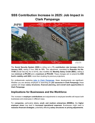 SSS Contribution Increase in 2025_ Job Impact in Clark Pampanga