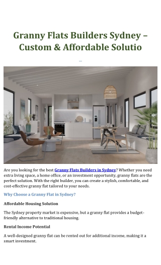 Granny Flats Builders Sydney