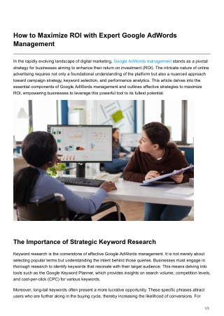 How to Maximize ROI with Expert Google AdWords Management