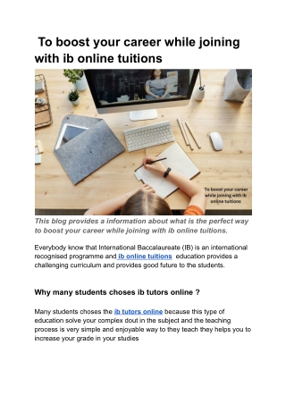 To boost your career while joining with ib online tuitions