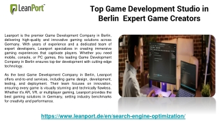 Top Game Development Studio in Berlin | Expert Game Creators