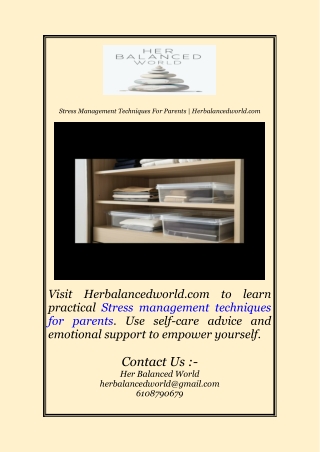 Stress Management Techniques For Parents | Herbalancedworld.com