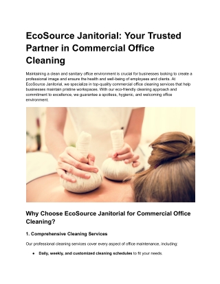 EcoSource Janitorial_ Your Trusted Partner in Commercial Office Cleaning