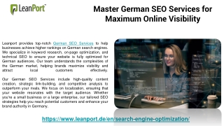 Master German SEO Services for Maximum Online Visibility